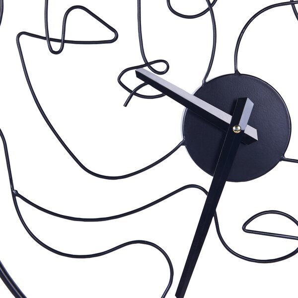 Nástenné hodiny čierne železné ø 50 cm abstraktný dizajn okrúhle minimalistické