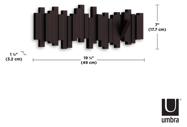 Tmavohnedý plastový nástenný vešiak Sticks – Umbra
