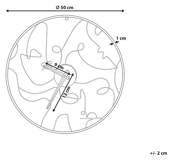 Nástenné hodiny čierne železné ø 50 cm abstraktný dizajn okrúhle minimalistické