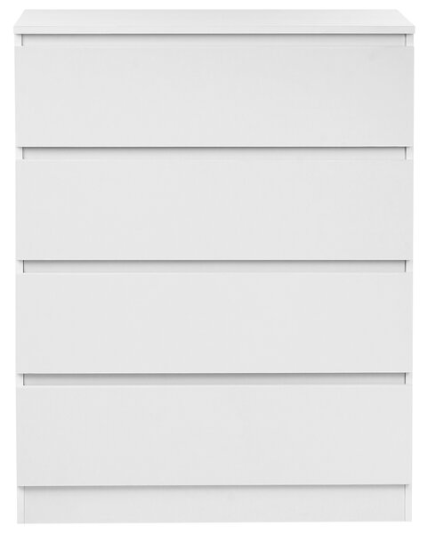 Komoda biela drevotrieska so 4 zásuvkami 100 x 80 cm úložný nábytok škandinávsky dizajn spálňa obývacia izba