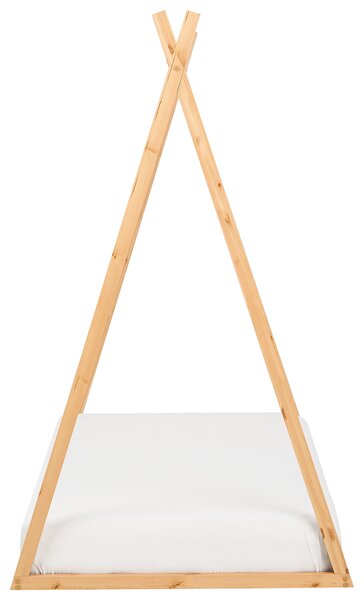 Detská posteľ svetlohnedá borovicové drevo 90 x 200 cm tvar domčeka moderný štýl detská izba