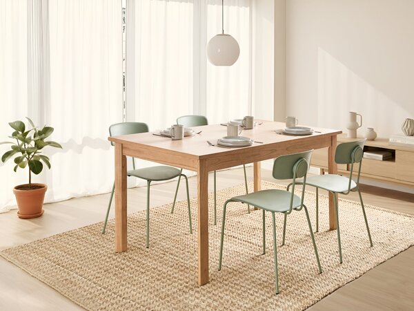 Jedálenský stôl dyha svetlý dub MDF nohy z brestového dreva 160 x 90 cm obdĺžniková dyhovaná doska tradičný štýl jedáleň
