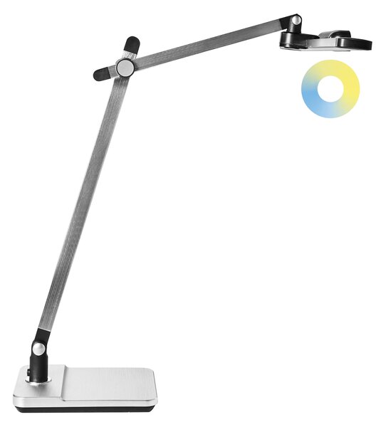 Stolná LED lampa strieborná syntetický materiál 3 režimy teploty svetla so stmievačom dotyková nastaviteľná kancelária