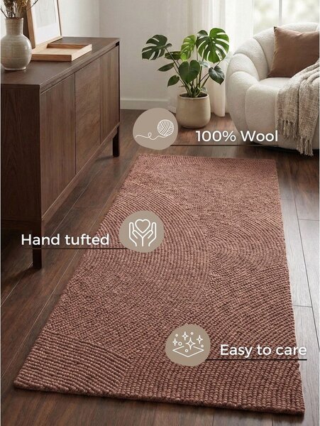 Ručne tkaný vlnený behúň v terakotovej farbe 80x200 cm Calmio – Hanse Home