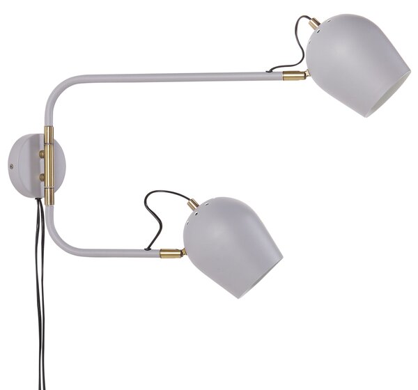 Nástenná lampa svetlosivá kovová 13 x 41 x 56 cm s 2 guľatými tienidlami nastaviteľná moderná industriálna obývačka spálňa