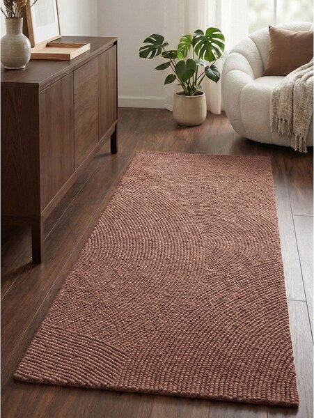 Ručne tkaný vlnený behúň v terakotovej farbe 80x200 cm Calmio – Hanse Home