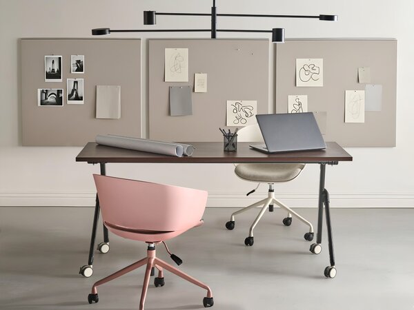 Skladací písací stôl tmavohnedá MFC stolová doska čierny kovový rám 160 x 60 cm prenosný stolík s kolieskami moderná kancelária