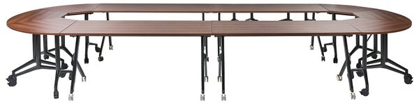 Skladací písací stôl tmavohnedá MFC stolová doska čierny kovový rám 160 x 60 cm prenosný stolík s kolieskami moderná kancelária