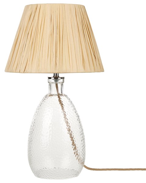 Stolná lampa priehľadný sklenený podstavec papierové prírodné tienidlo nočné stolné svietidlo