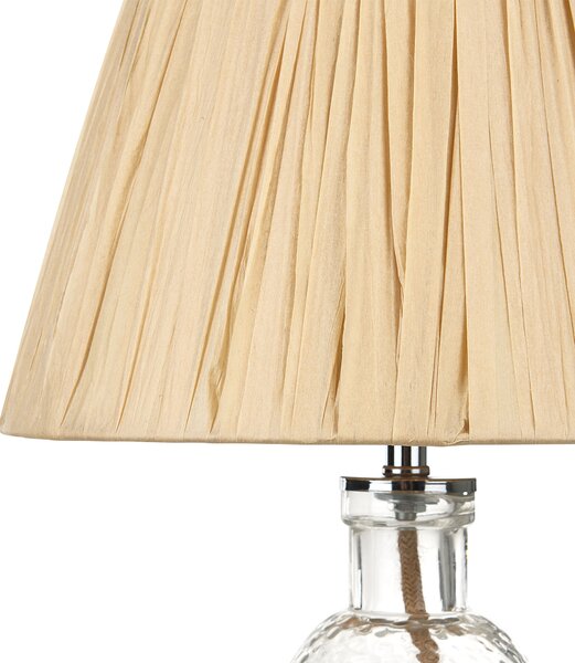 Stolná lampa priehľadný sklenený podstavec papierové prírodné tienidlo nočné stolné svietidlo