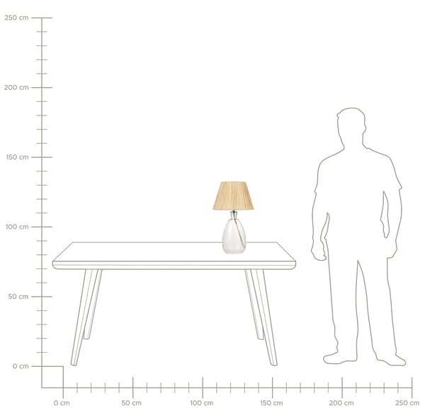 Stolná lampa priehľadný sklenený podstavec papierové prírodné tienidlo nočné stolné svietidlo