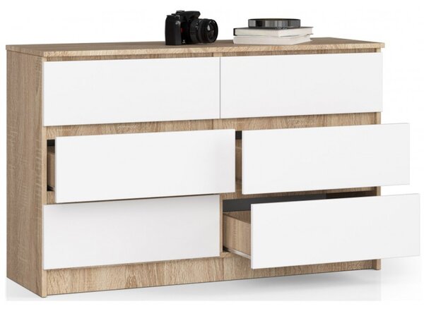 Komoda K120 6SZ sonoma / biela