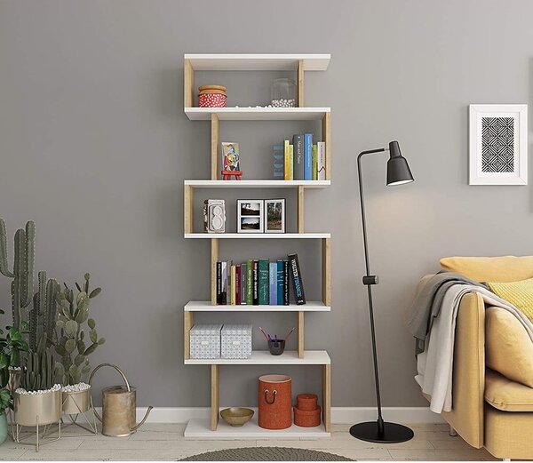 Biela/prírodná knižnica v dekore duba 60x160 cm Bates - Kalune Design