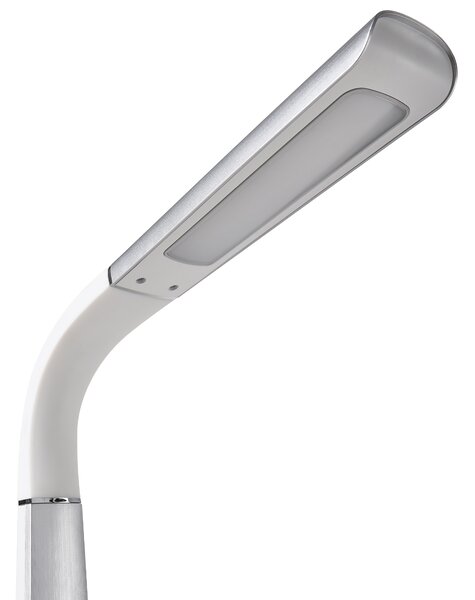 Stolná LED lampa strieborná syntetický materiál 3 režimy teploty svetla plynulý stmievač USB port nastaviteľné tienidlo moderná kancelária