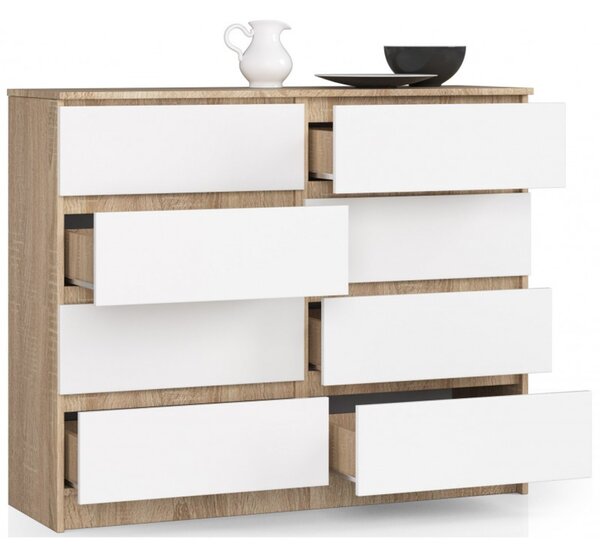 Komoda K120 8SZ sonoma / biela