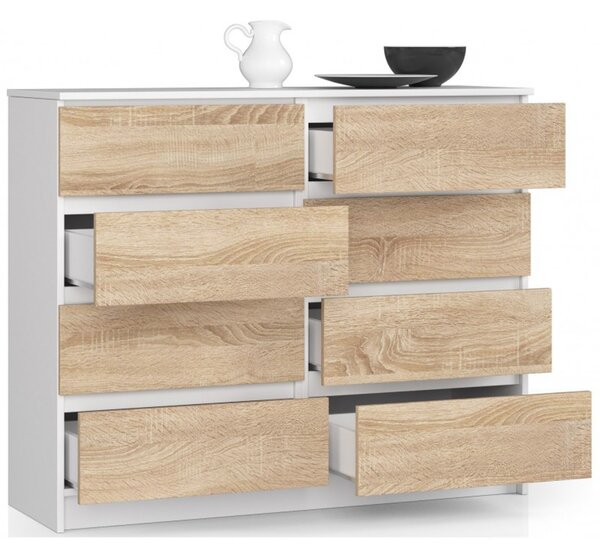 Komoda K120 8SZ biela / sonoma