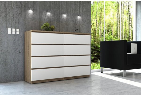 Komoda K140 8SZ sonoma / biela