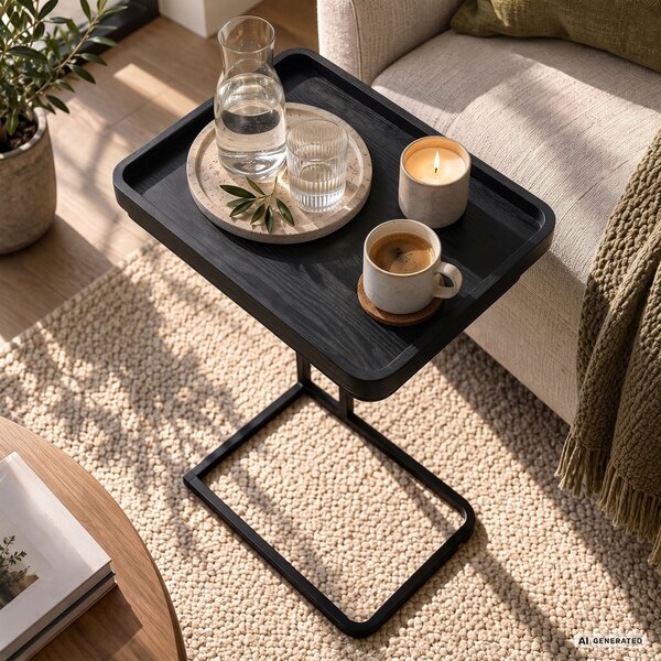 Ak furniture Odkládací stolek Hyggo 40 cm černý