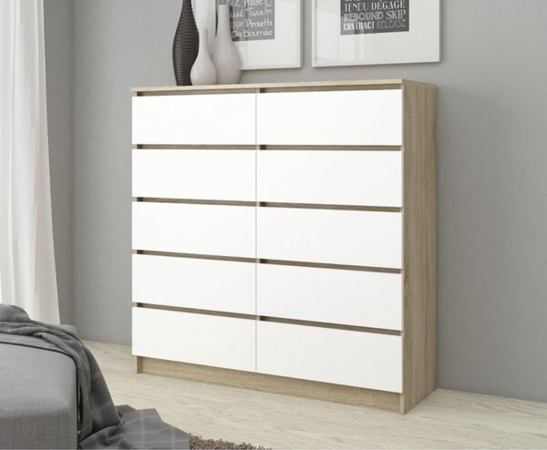 Komoda K120 10SZ sonoma / biela