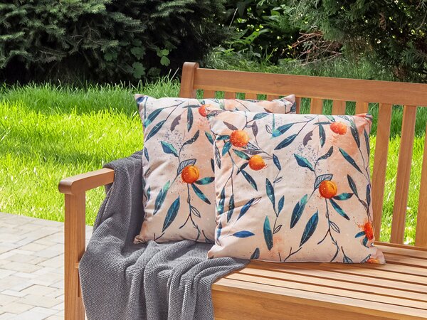 Sada 2 záhradných vankúšov viacfarebná polyester 45 x 45 cm vzor listov moderný štýl vonkajšie dekorácie vodoodolné