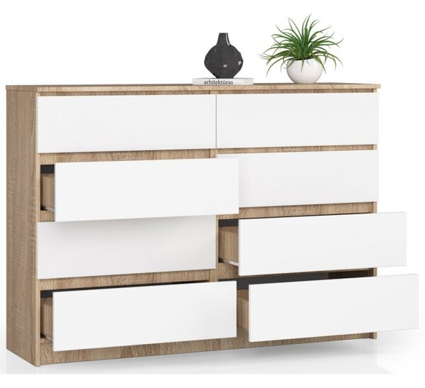 Komoda K140 8SZ sonoma / biela