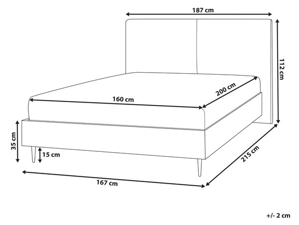 Posteľný rám tmavosivé čalúnenie dvojlôžko 160 x 200 cm čalúnené čelo MDF rám kovové nohy lamelový rošt moderný štýl spálňa
