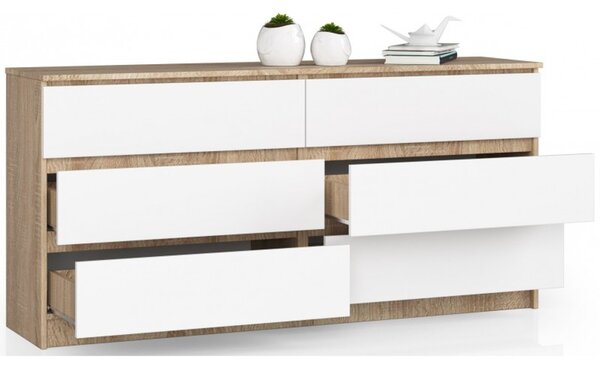 Komoda K160 6SZ sonoma / biela