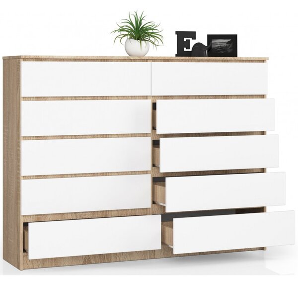 Komoda K160 10SZ sonoma / biela