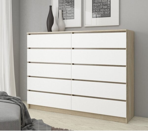 Komoda K160 10SZ sonoma / biela