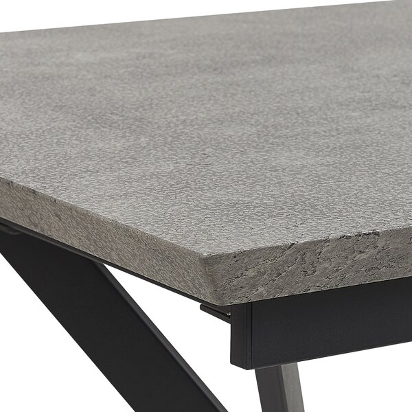 Rozkladací jedálenský stôl sivý betónový efekt 140/180 x 80 cm pre 6 osôb čierne kovové nohy kuchyňa v industriálnom štýle