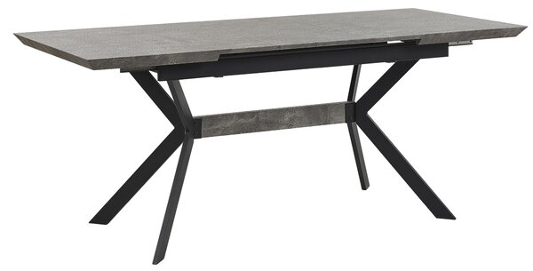 Rozkladací jedálenský stôl sivý betónový efekt 140/180 x 80 cm pre 6 osôb čierne kovové nohy kuchyňa v industriálnom štýle