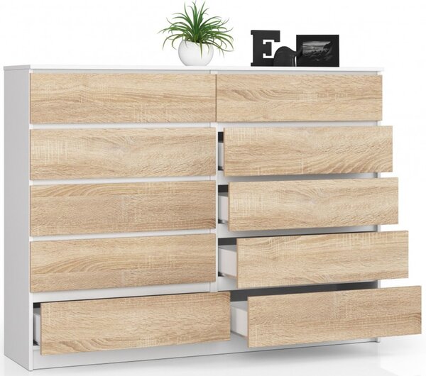 Komoda K160 10SZ biela / sonoma