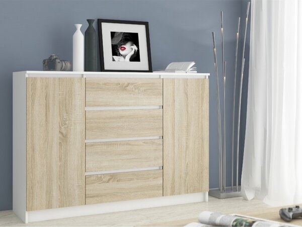 Komoda K140 2D4SZ biela / sonoma