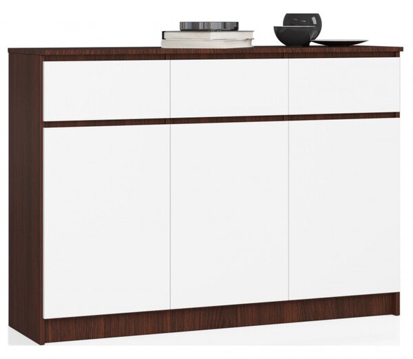 Komoda K140 3D3SZ wenge / biela