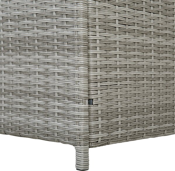 Vonkajší úložný box sivý umelý ratan 158 x 63 cm záhradný box na vankúše moderný štýl terasa záhrada