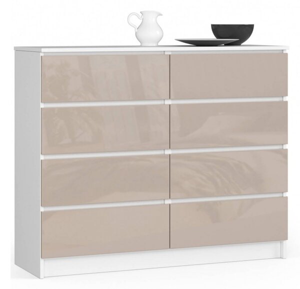 Komoda K120 8SZ cappuccino lesk biela