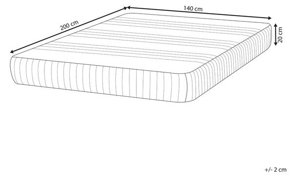 Latexový penový matrac biely a sivý 140 x 200 cm tvrdý snímateľný polyesterový poťah so zipsom