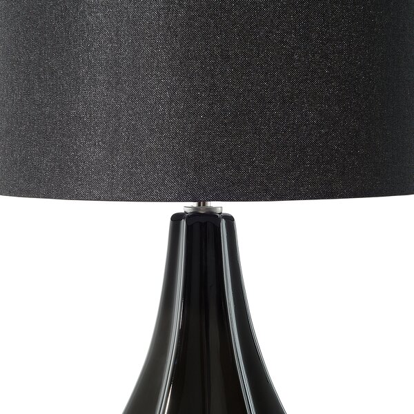 Stolná lampa čierna porcelán umelý hodváb okrúhle bubnové tienidlo 60 cm moderný glamour štýl obývačka spálňa