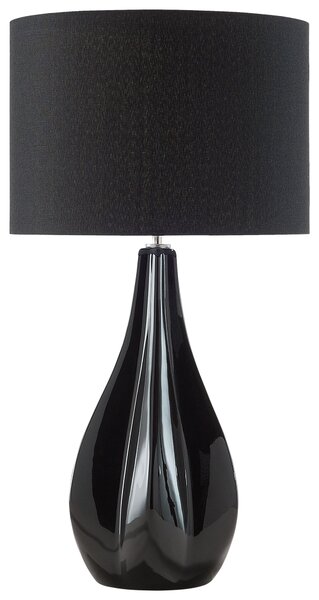 Stolná lampa čierna porcelán umelý hodváb okrúhle bubnové tienidlo 60 cm moderný glamour štýl obývačka spálňa
