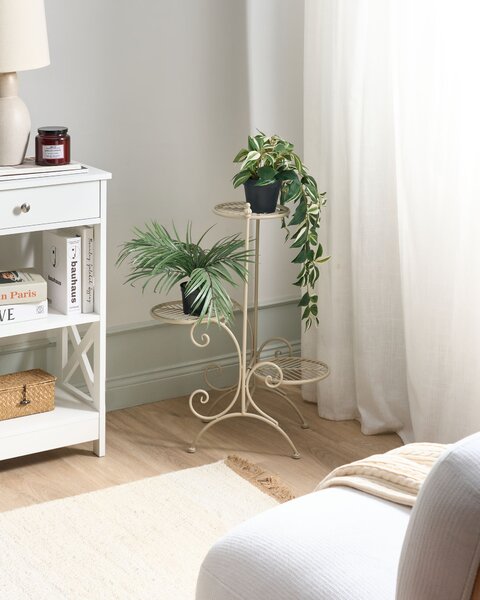 3-poschodový stojan na rastliny béžový železo 26 x 53 x 71 cm interiér exteriér tradičný štýl držiak na kvety doplnky