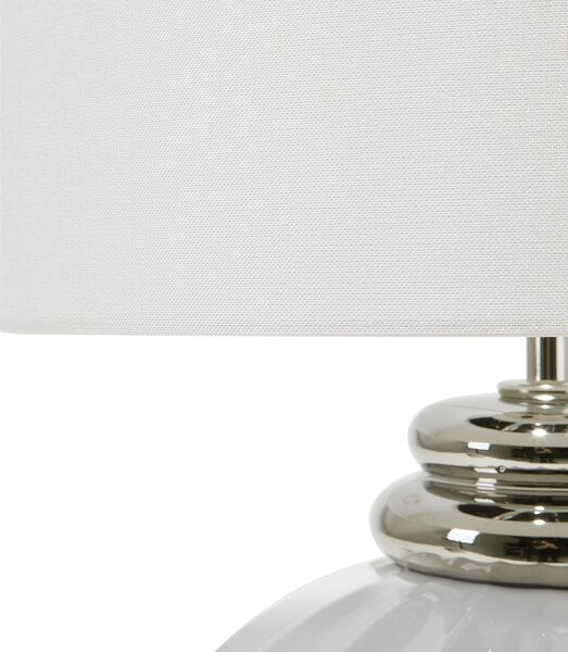 Stolná lampa krémová biela keramický podstavec okrúhle látkové tienidlo moderný štýl obývačka spálňa
