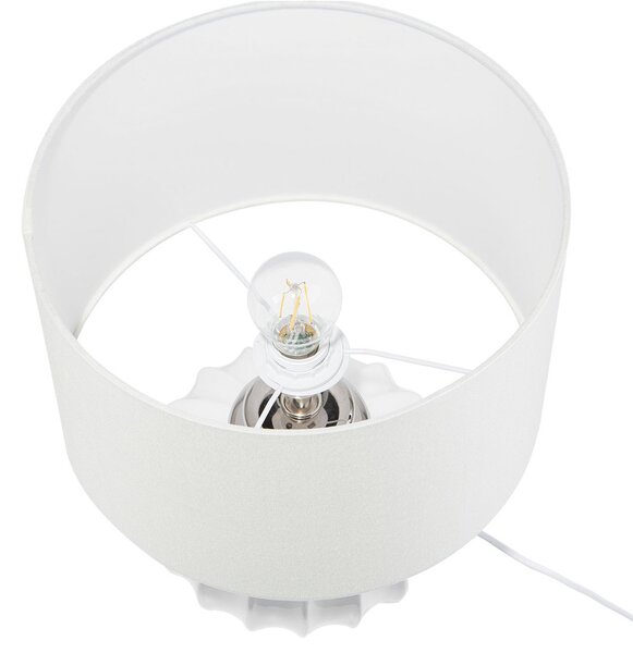 Stolná lampa krémová biela keramický podstavec okrúhle látkové tienidlo moderný štýl obývačka spálňa