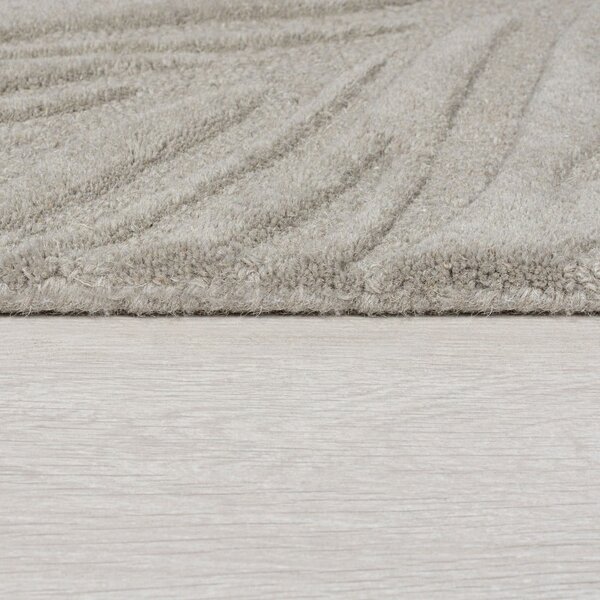 Sivý vlnený okrúhly koberec ø 160 cm Leaf - Flair Rugs