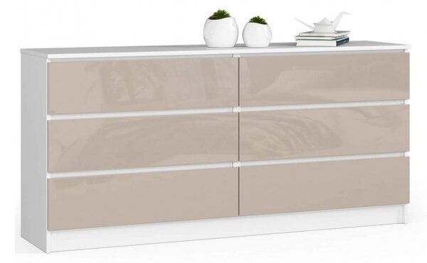 Komoda K160 6SZ cappuccino lesk biela
