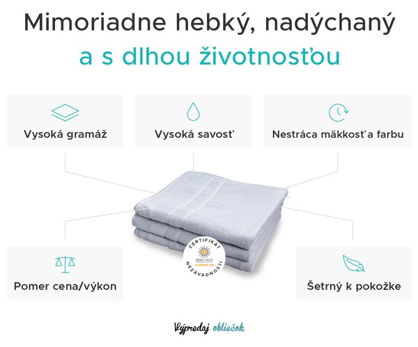 Hotelová osuška Deluxe 100x150 cm biela 100% bavlna