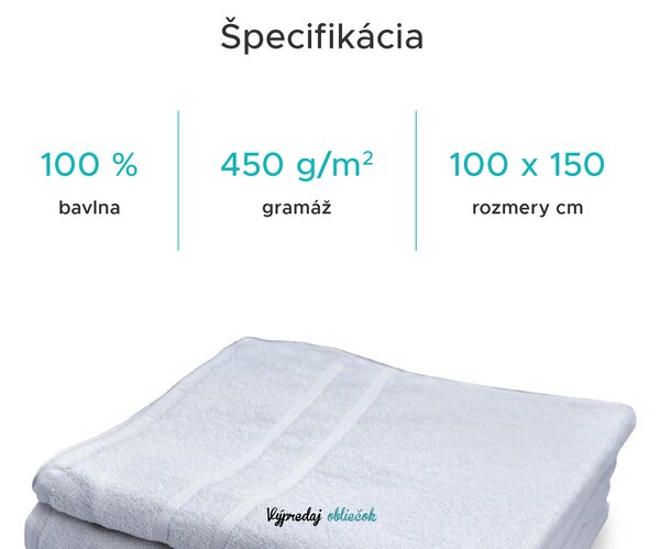 Hotelová osuška Deluxe 100x150 cm biela 100% bavlna