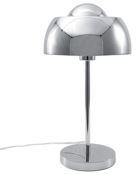 Stolná lampa strieborná kov lesklá povrchová úprava 44 cm okrúhle kupolovité tienidlo nočný stolík osvetlenie moderný štýl obývačka spálňa