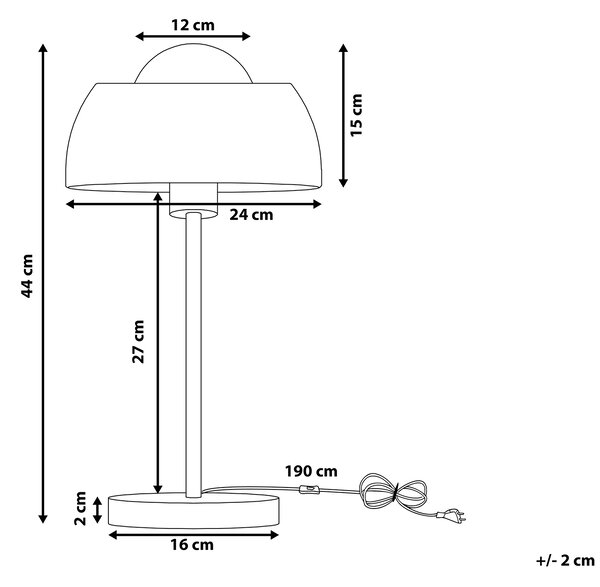 Stolná lampa strieborná kov lesklá povrchová úprava 44 cm okrúhle kupolovité tienidlo nočný stolík osvetlenie moderný štýl obývačka spálňa