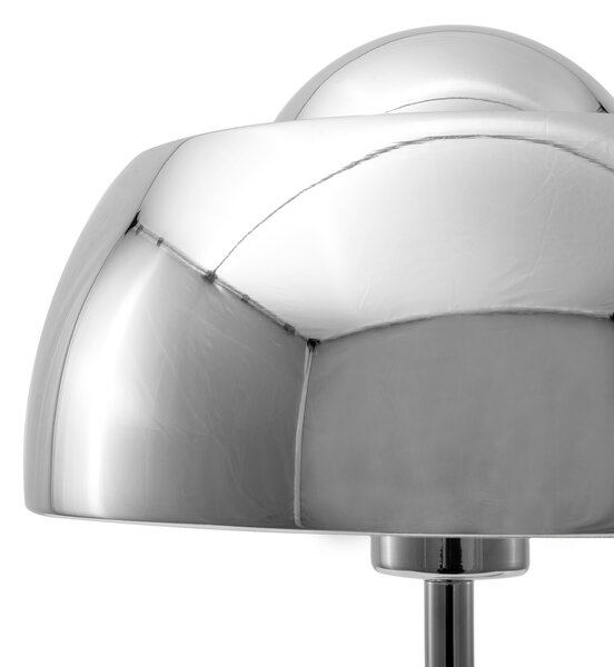 Stolná lampa strieborná kov lesklá povrchová úprava 44 cm okrúhle kupolovité tienidlo nočný stolík osvetlenie moderný štýl obývačka spálňa