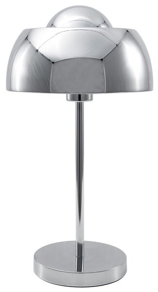 Stolná lampa strieborná kov lesklá povrchová úprava 44 cm okrúhle kupolovité tienidlo nočný stolík osvetlenie moderný štýl obývačka spálňa